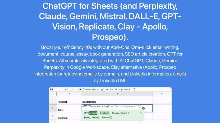 Chatgpt, Api Integrations, Programmatic Seo, Data Enrichment in Sheets Lifetime Deal Review
